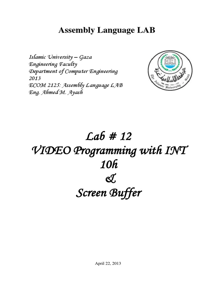 Lab12 VIDEO Programming With INT 10h | PDF | Bios | Computer Engineering
