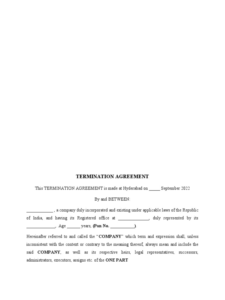 Termination Agreement | PDF | Business Law | Civil Law (Legal System)