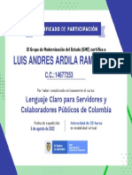 CERTIFICADO LENGUAJE CLARO PT. ARDILA ANDRES