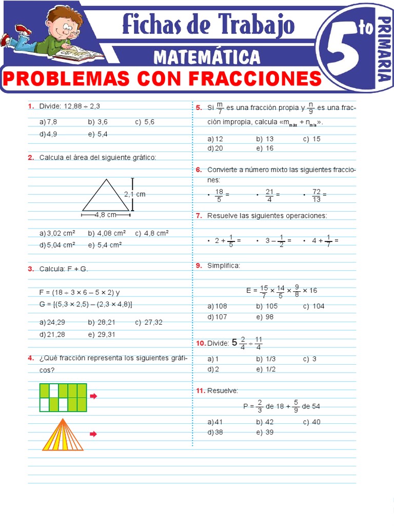 Problemas de Fracciones para Quinto Grado | PDF