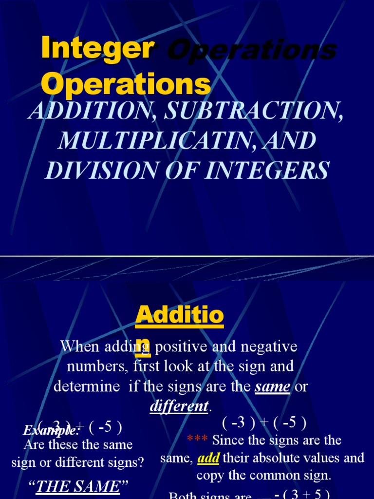 Integer Addition Rules Worksheet