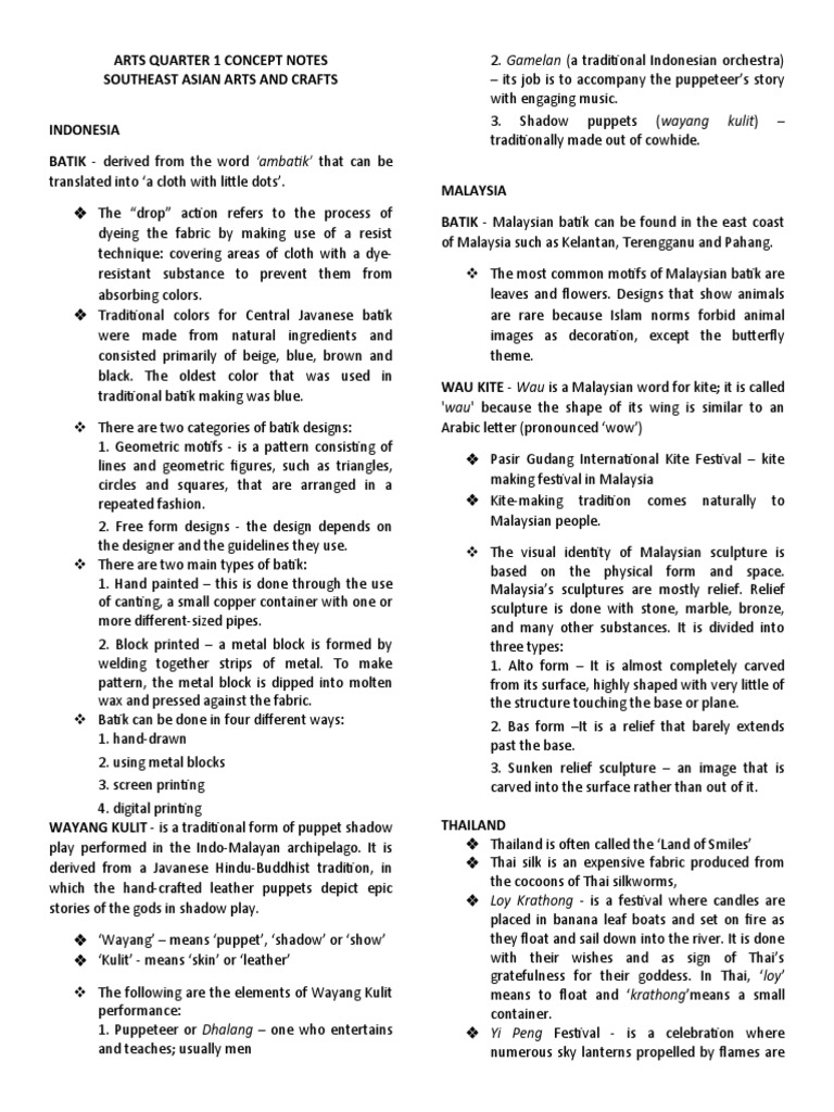 Arts Quarter 1 Concept Notes Pdf