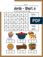 CVC Short Vowel o Worksheet for Kindergarten Reading