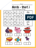 CVC Short Vowel i Worksheet for Kindergarten Reading