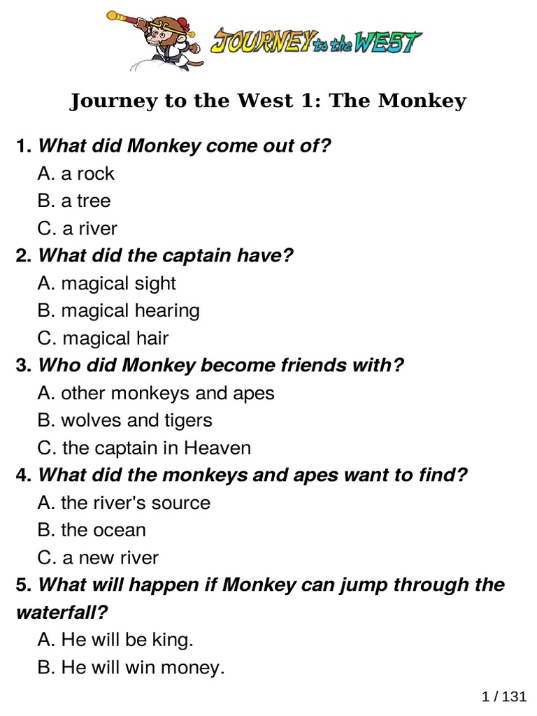 Journey to the West Quiz PDF