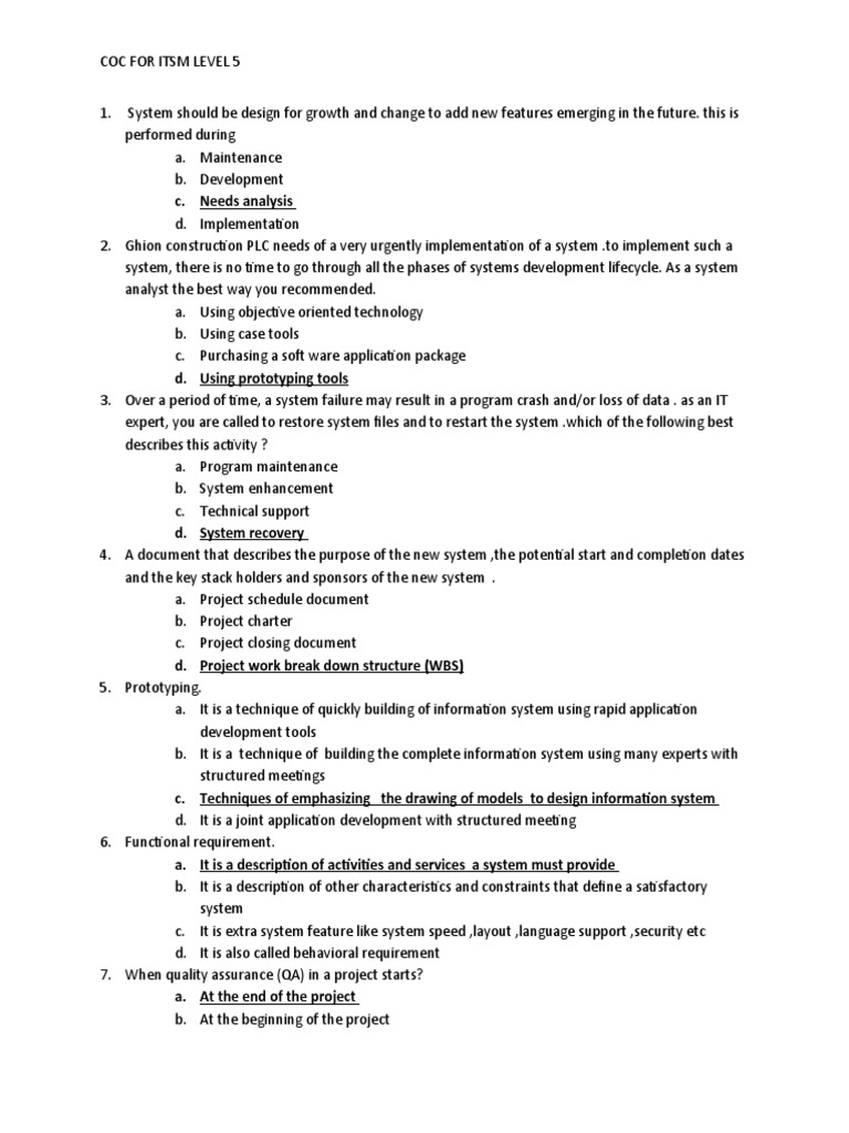 ITSM Level 5 COC Exam Guide | PDF | System | Design