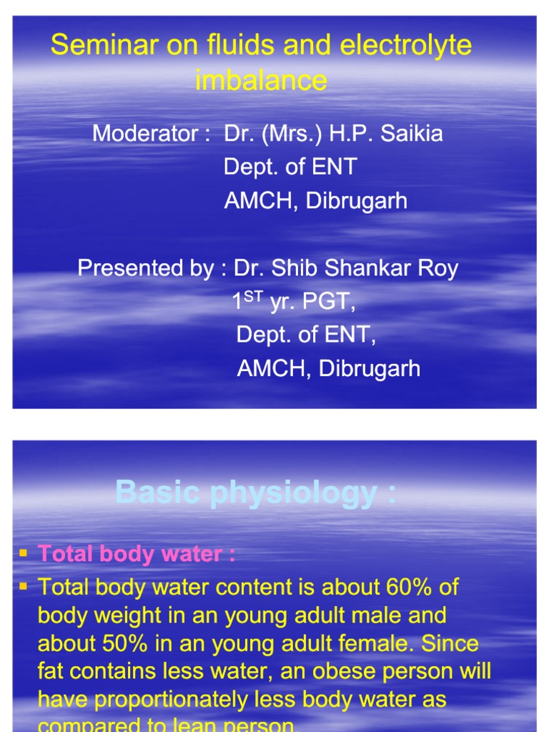 Seminar on Fluids and Electrolyte Imbalance Potassium Magnesium