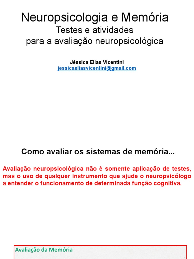 Testes Neuropsicológicos de Memória | PDF | Memória | Neuropsicologia