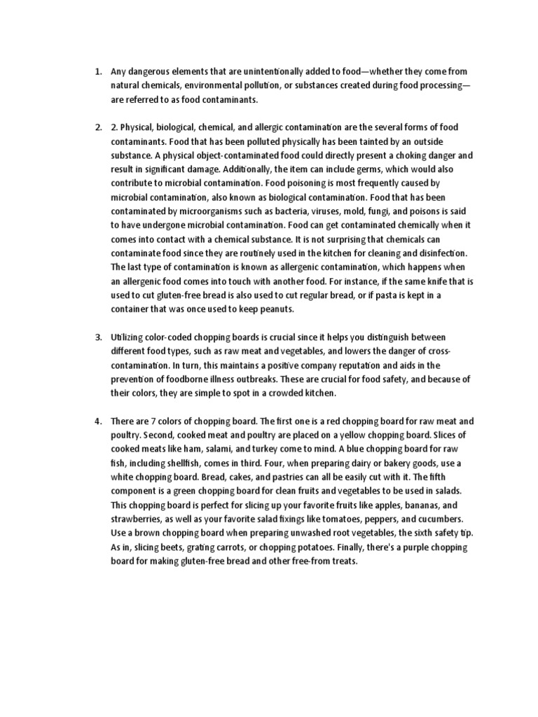 Food Contaminants PDF Foods Foodborne Illness