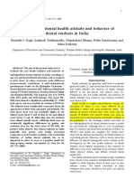 Self Reported Dental Health Attitude and Behavior of Dental Students in India