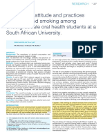 Knowledge, Attitude and Practices of Alcohol and Smoking Among Undergraduate Oral Health Students at A South African University