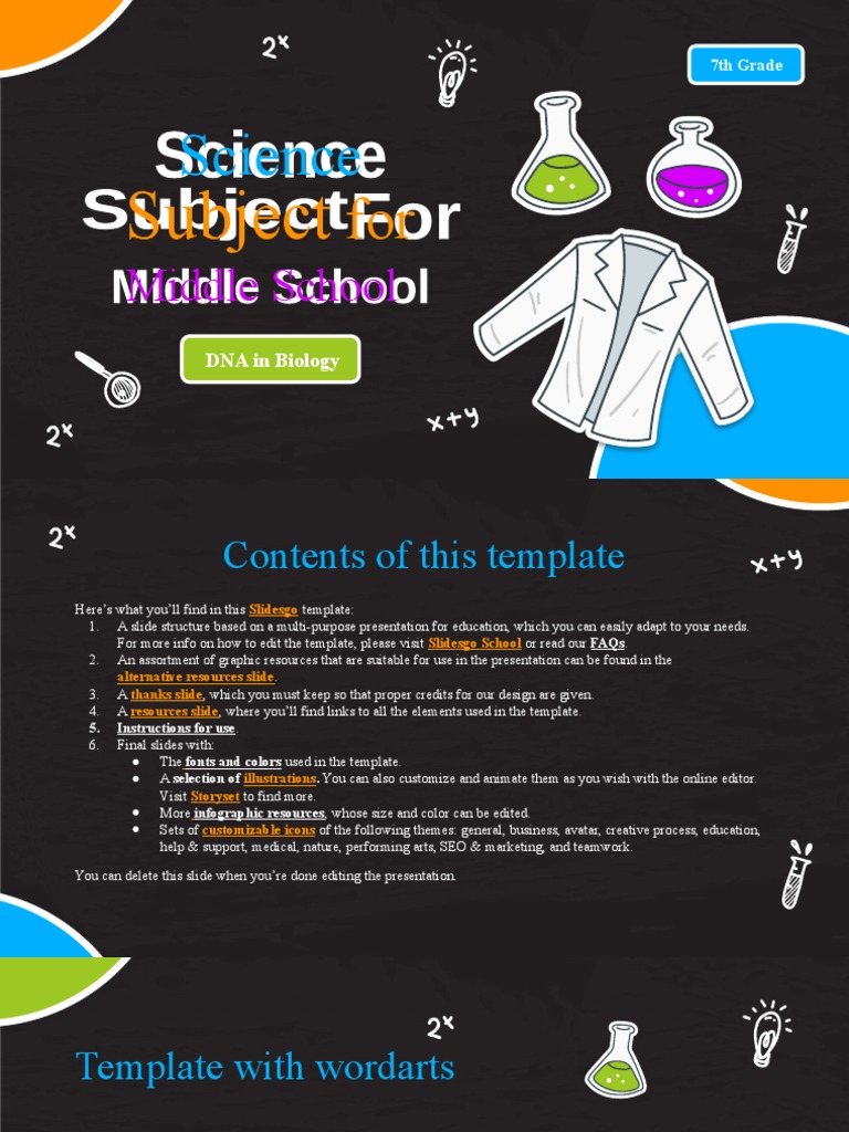 Science Subject For Middle School 7th Grade DNA in Biology by
