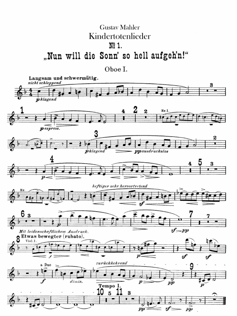Mahler Kindertotenlieder Oboe PDF