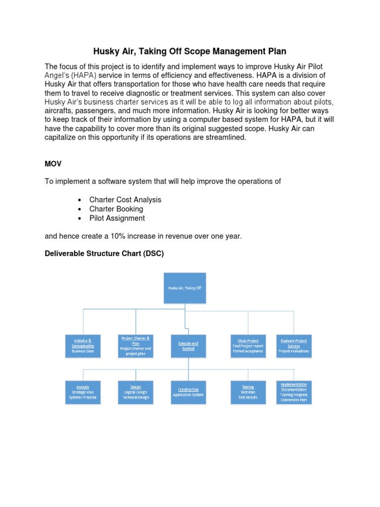 Husky Air Scope Management Plan | PDF | Use Case | Software Engineering
