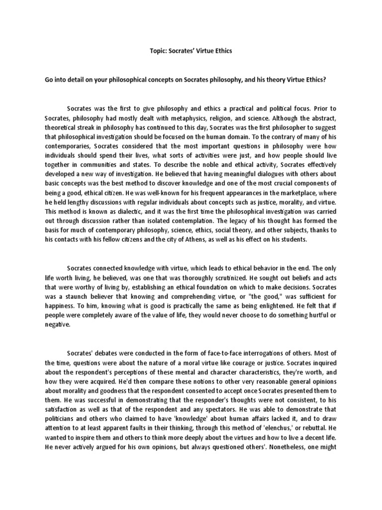 Virtue Ethics Pdf Socrates Virtue