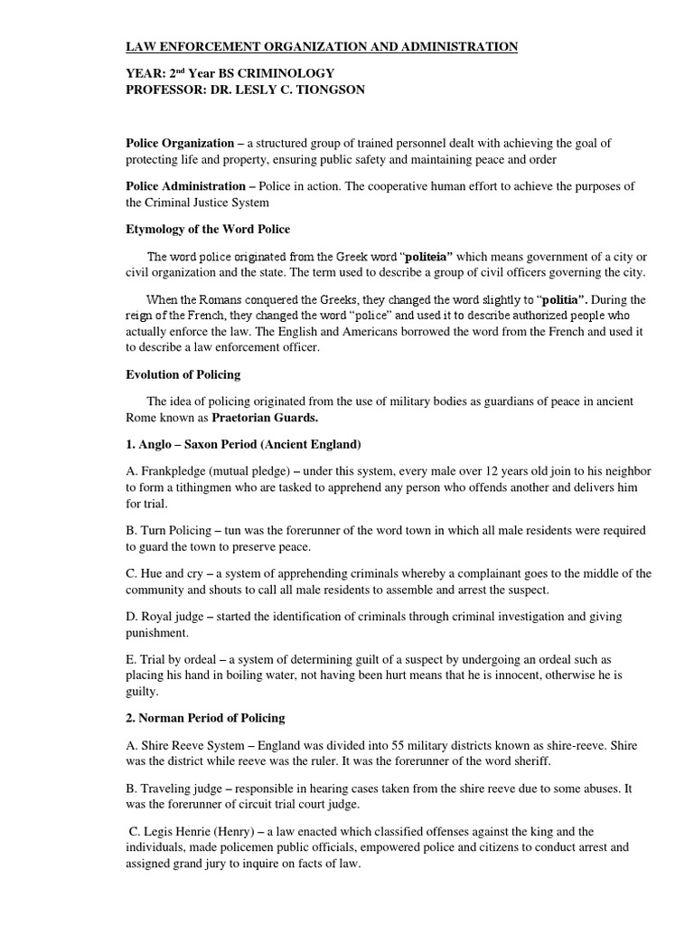 Law Enforcement Org and Admin Revised | PDF | Cost Of Living | Sergeant