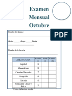 4to Grado - Examen Mensual Octubre (2022-2023)