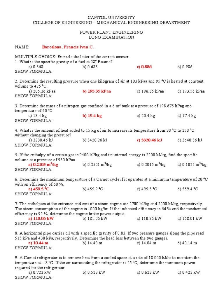 Steam Power Plant Exam Questions | PDF | Steam Engine | Steam