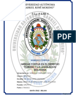 Habeas Corpus en El Derecho Romano y en La Legislación Boliviana