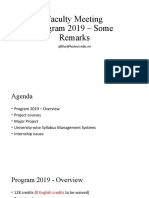 Faculty Meeting Agenda 2019 Program Overview