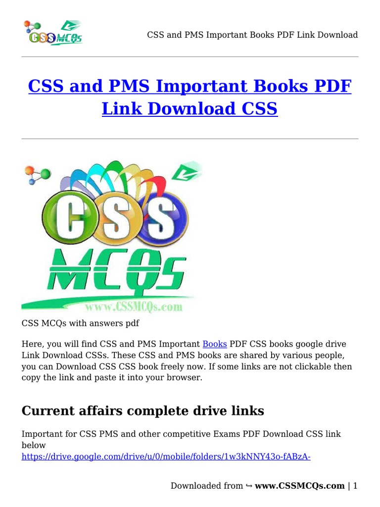 CSS and PMS Important Books PDF Link Download | PDF | Science