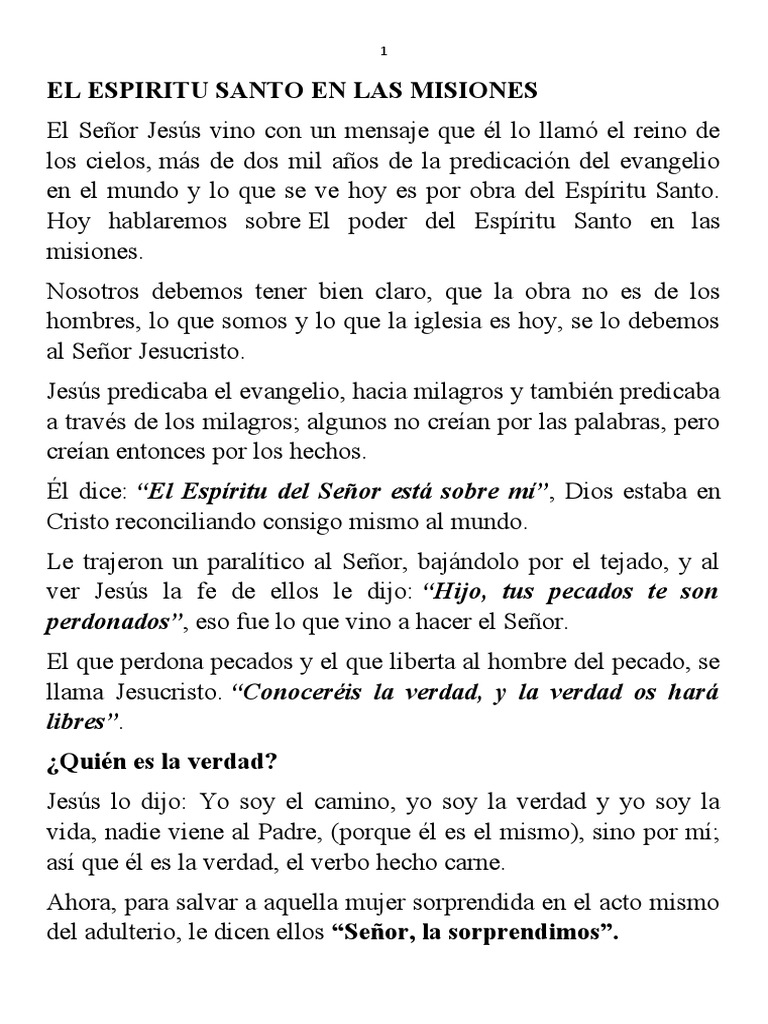 El Poder del Espíritu Santo en Misiones | PDF | Jesús | espíritu Santo