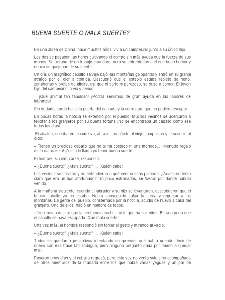 Buena Suerte o Mala Suerte PDF Caballos