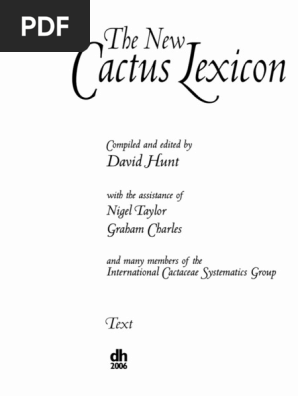 Hunt 2006 The New Cactus Lexicon Vol I (Text) | PDF