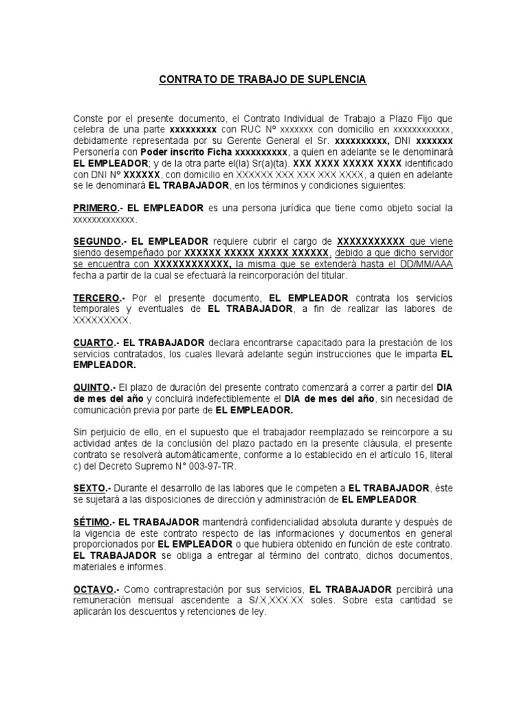 Contrato de Suplencia Laboral | PDF | Gobierno | Justicia
