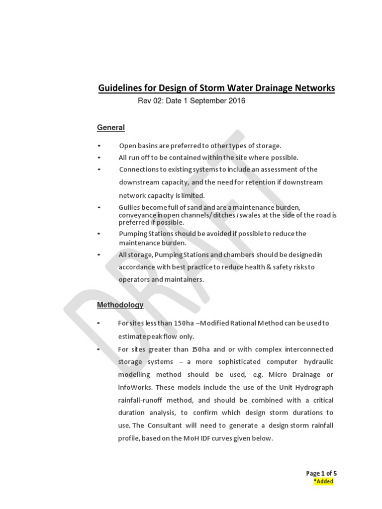 Storm Water Drainage Network Guidelines | PDF | Flood | Drainage Basin