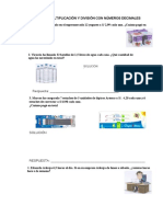 Problemas de Multiplicación y División Con Números Decimales