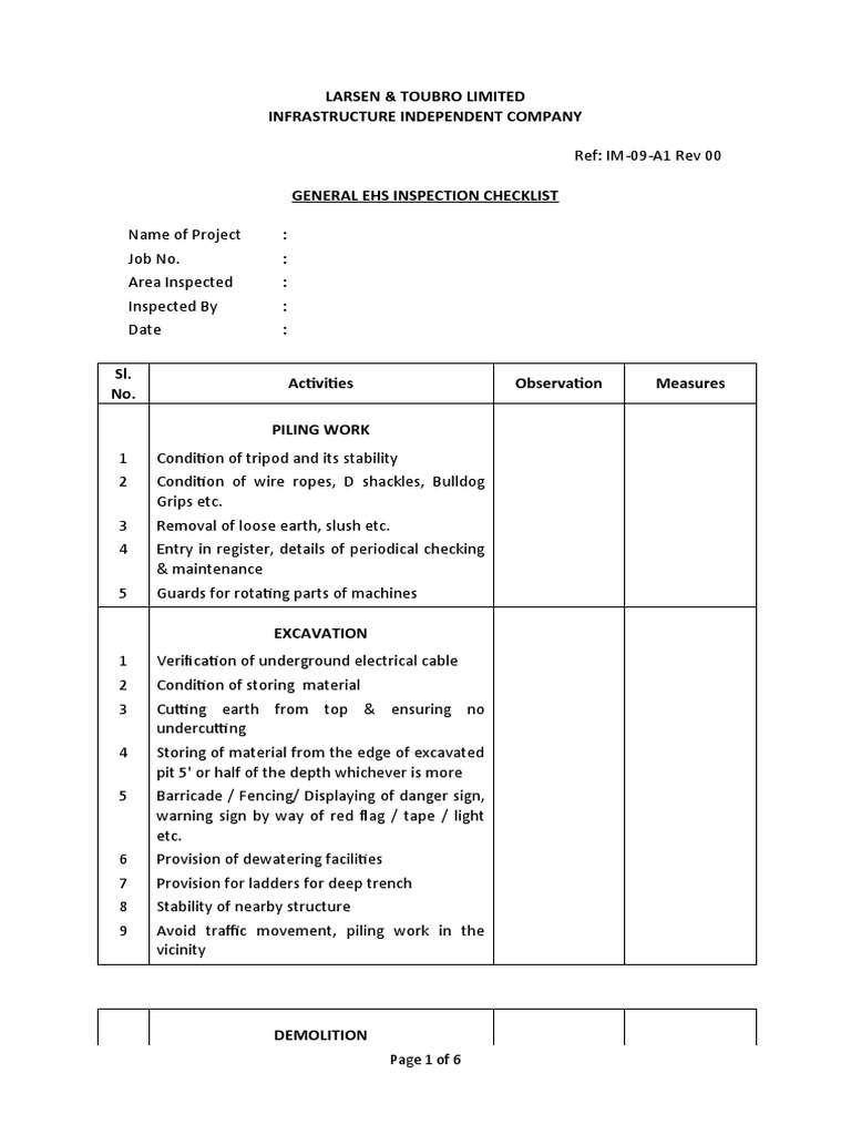 IM-09-A1 General Insp Checklist | PDF | Crane (Machine) | Welding