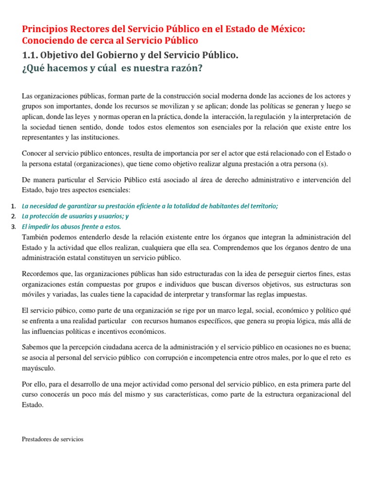 Tema 1 Principios Rectores Del Servicio Público Pdf Estado