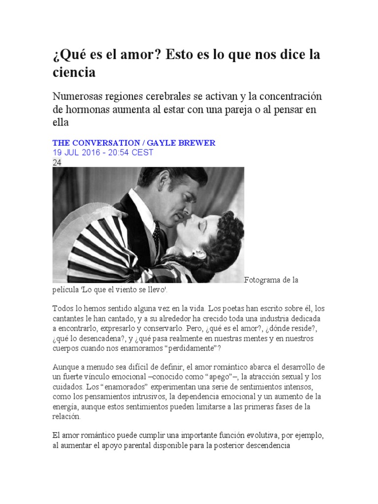 Qué Es El Amor Pdf Amor Dopamina
