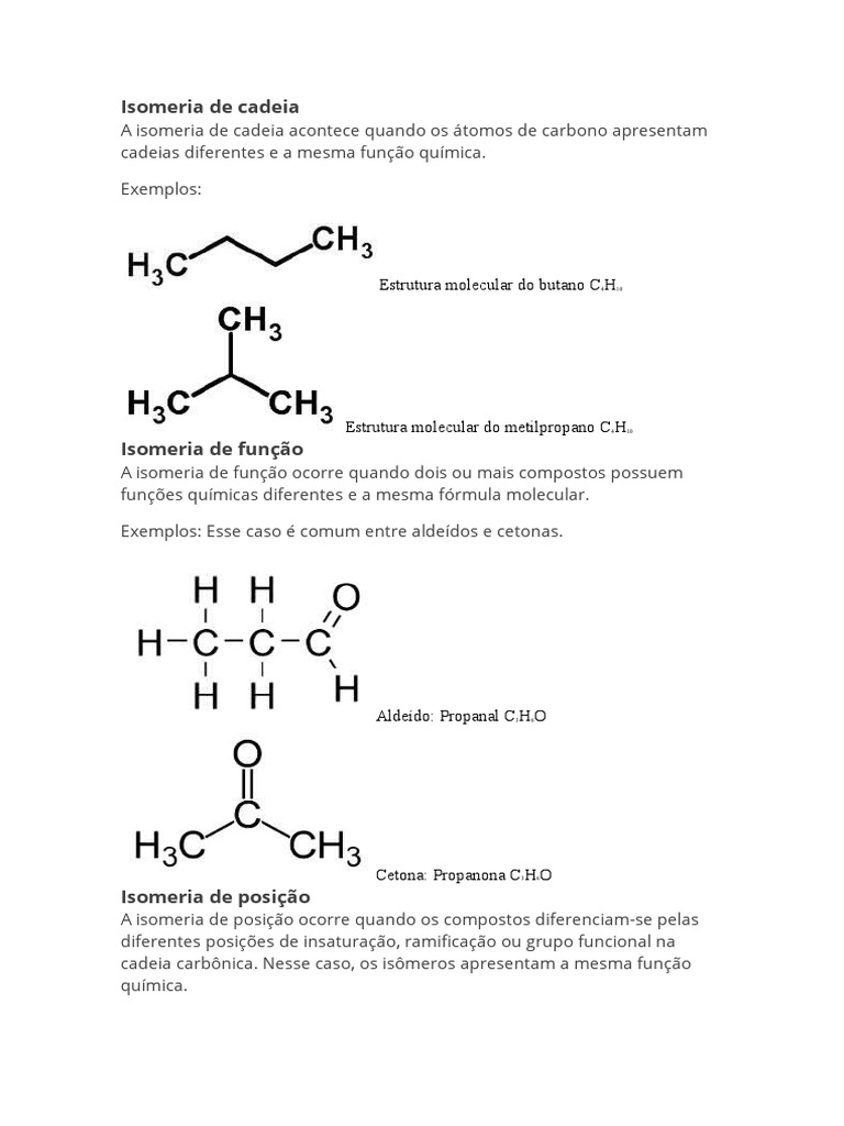 Isomeria de Cadeia | PDF | Isômero | Química
