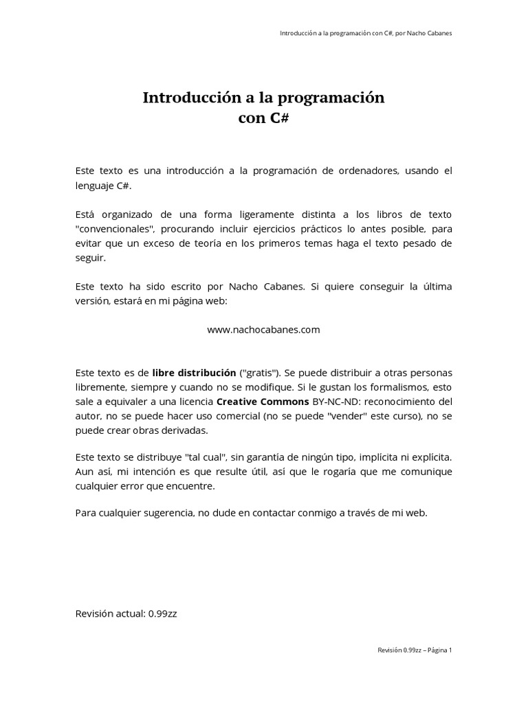 Introduccion A La Programacion Con C | PDF | Lenguaje de programación ...