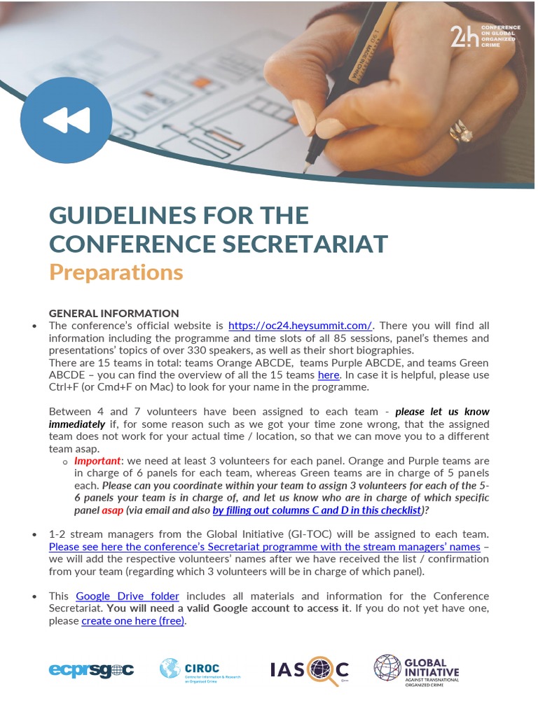 Guidelines For The Conference Secretariat - OC24-2022 | PDF | Web ...