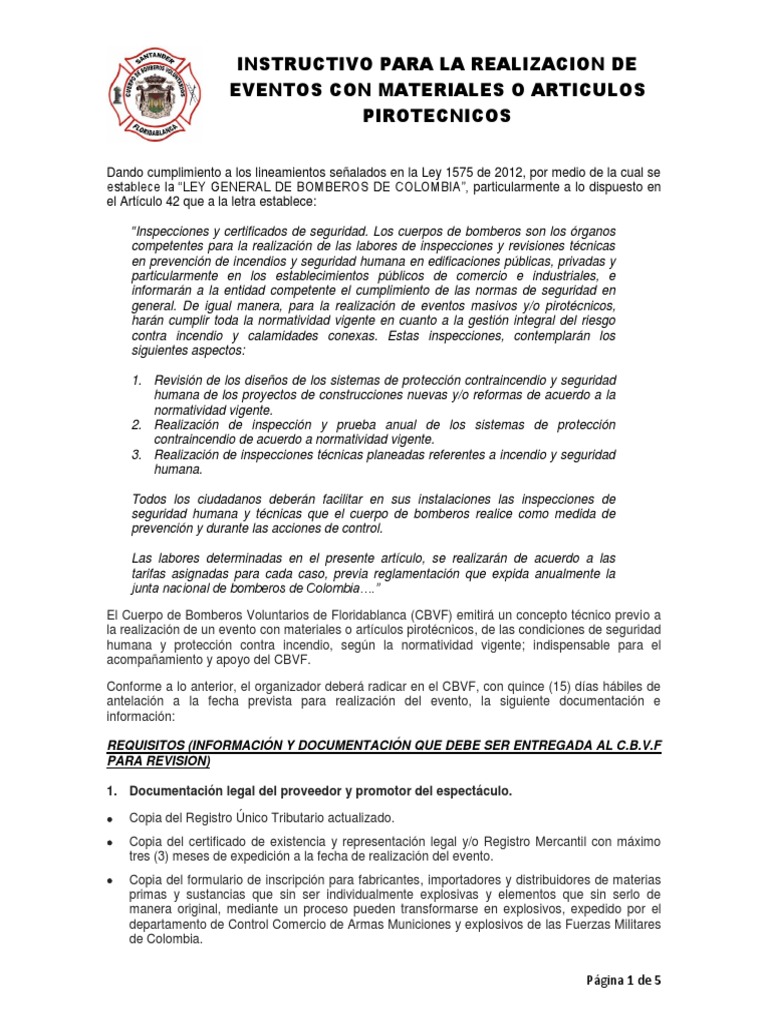 Guía de Eventos Pirotécnicos Seguros | PDF | Pirotécnica | Bombero