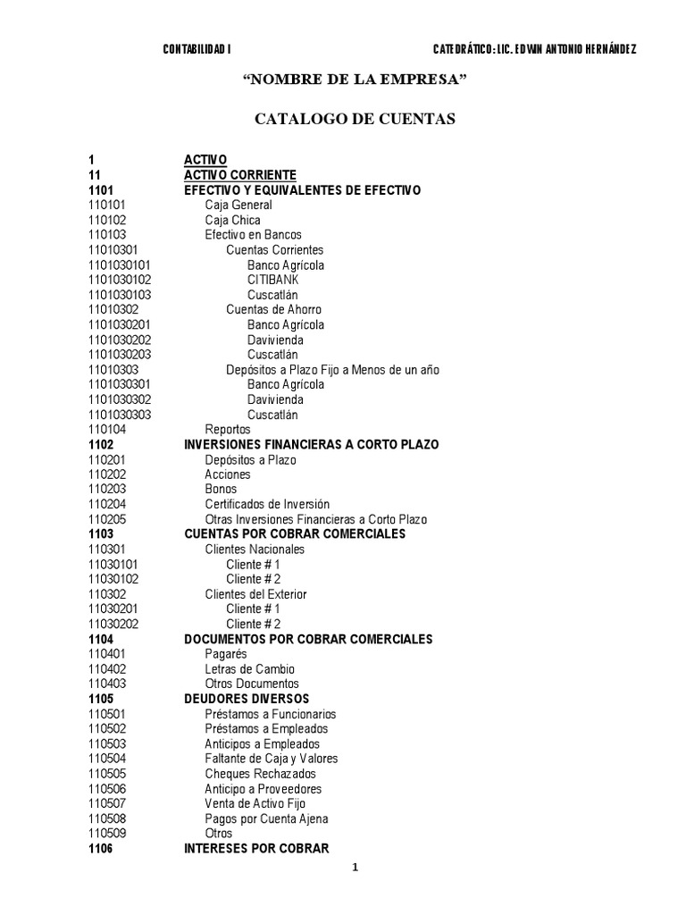 Catálogo de Cuentas Contables 2023 | PDF | Bancos | Activo fijo