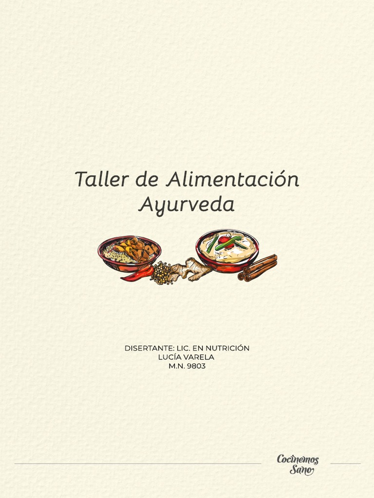 Taller de Alimentación Ayurveda Online PDF Ayurveda Alimentos