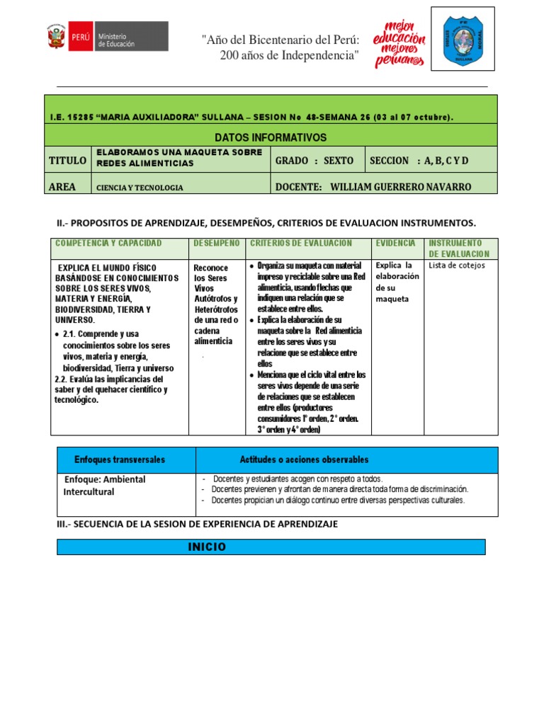 Sesion 48 Semana 26 Ciencia y Tecnologia Sexto Grado | PDF | Evaluación ...