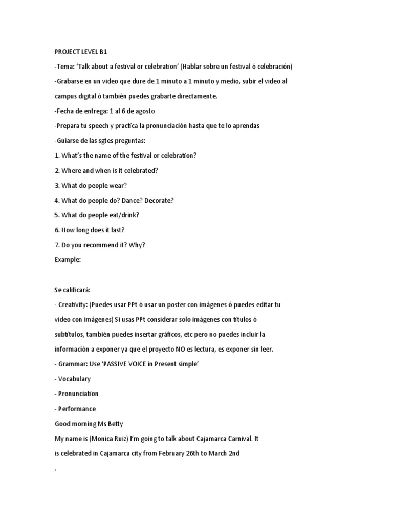 Project Level B1 | PDF