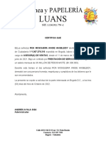 Certificación Laboral Papeleria Luans