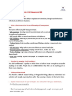 Unit 2: Self Management Skills 1. Define Self-Management. - 2. Write A Short Note On The Factors Influencing Self Management