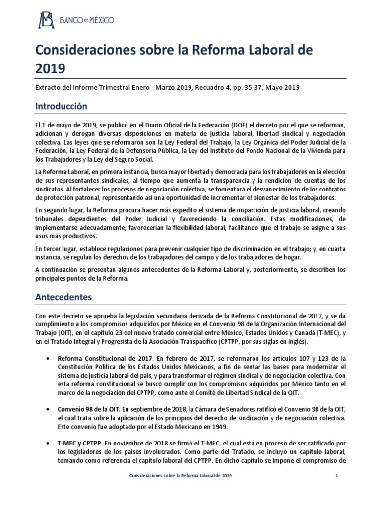 Consideraciones sobre la Reforma Laboral 2019 | PDF | Organización ...