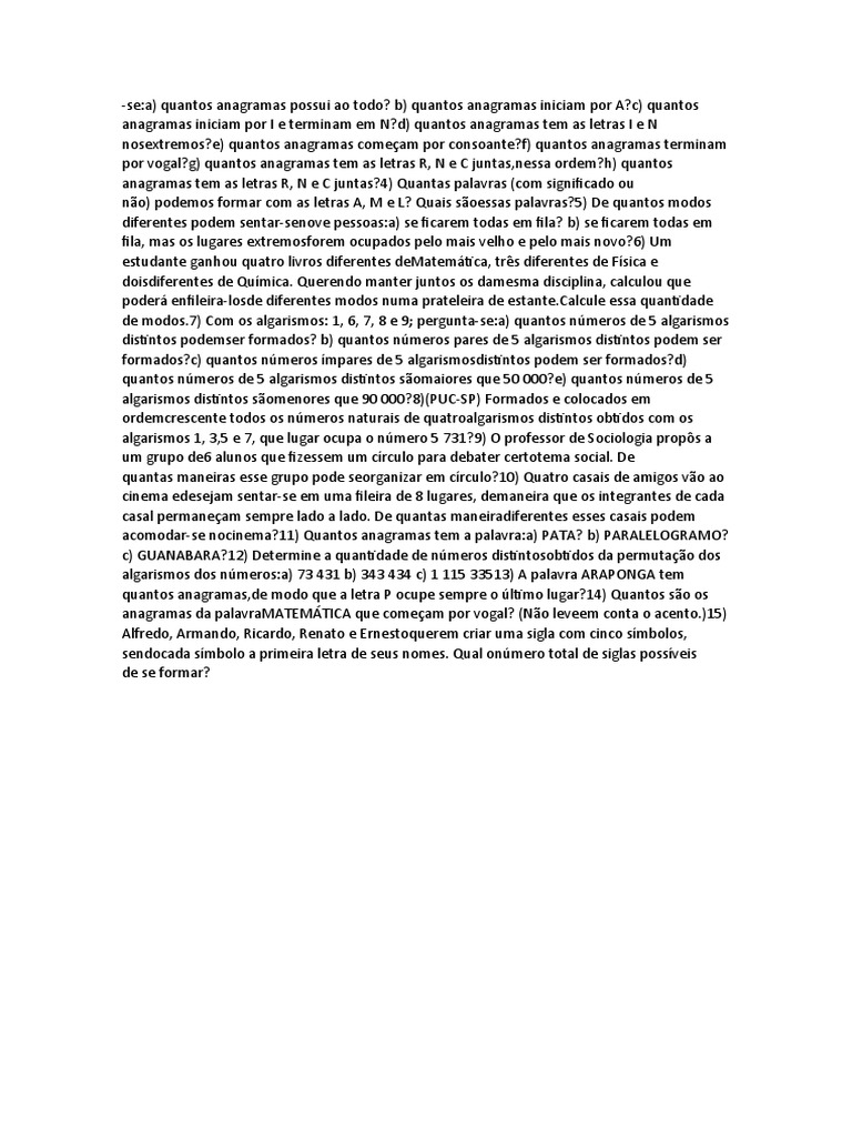 Anagramas e Permutações de Palavras | PDF | Linguística