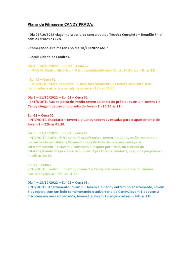 Plano De Filmagem Pdf