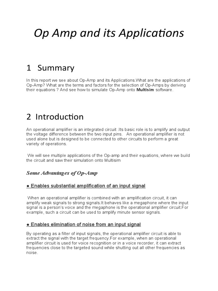 Op Amp and Its Applications2.0 | PDF | Operational Amplifier | Amplifier