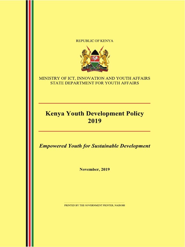 Kenya Youth Development Policy 2019 | PDF | Empowerment | Youth