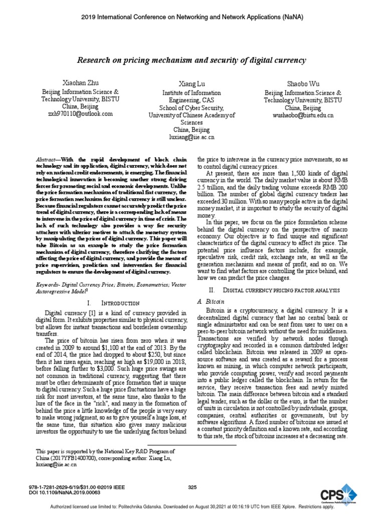 Research On Pricing Mechanism and Security of Digital Currency PDF